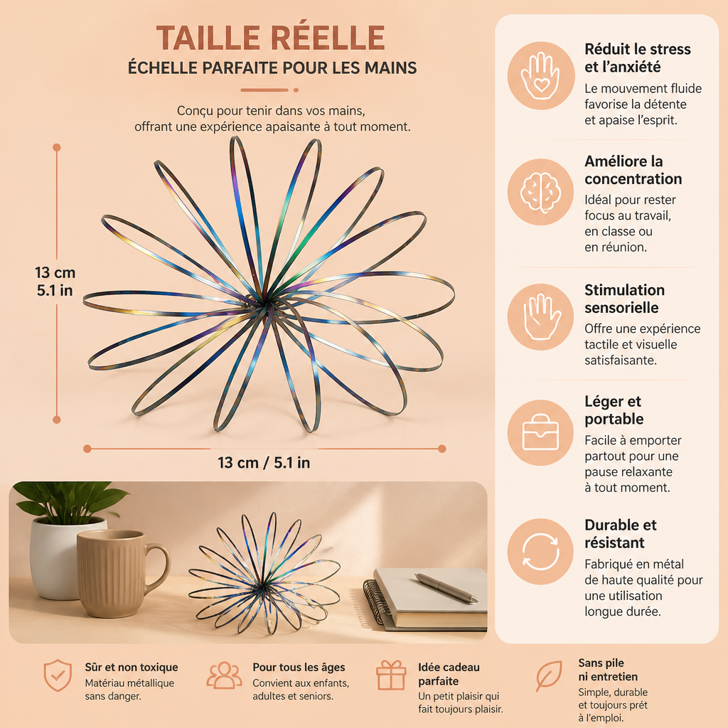 Jouet Fidget Géométrique à Ressort – Sculpture Sensorielle Antistress