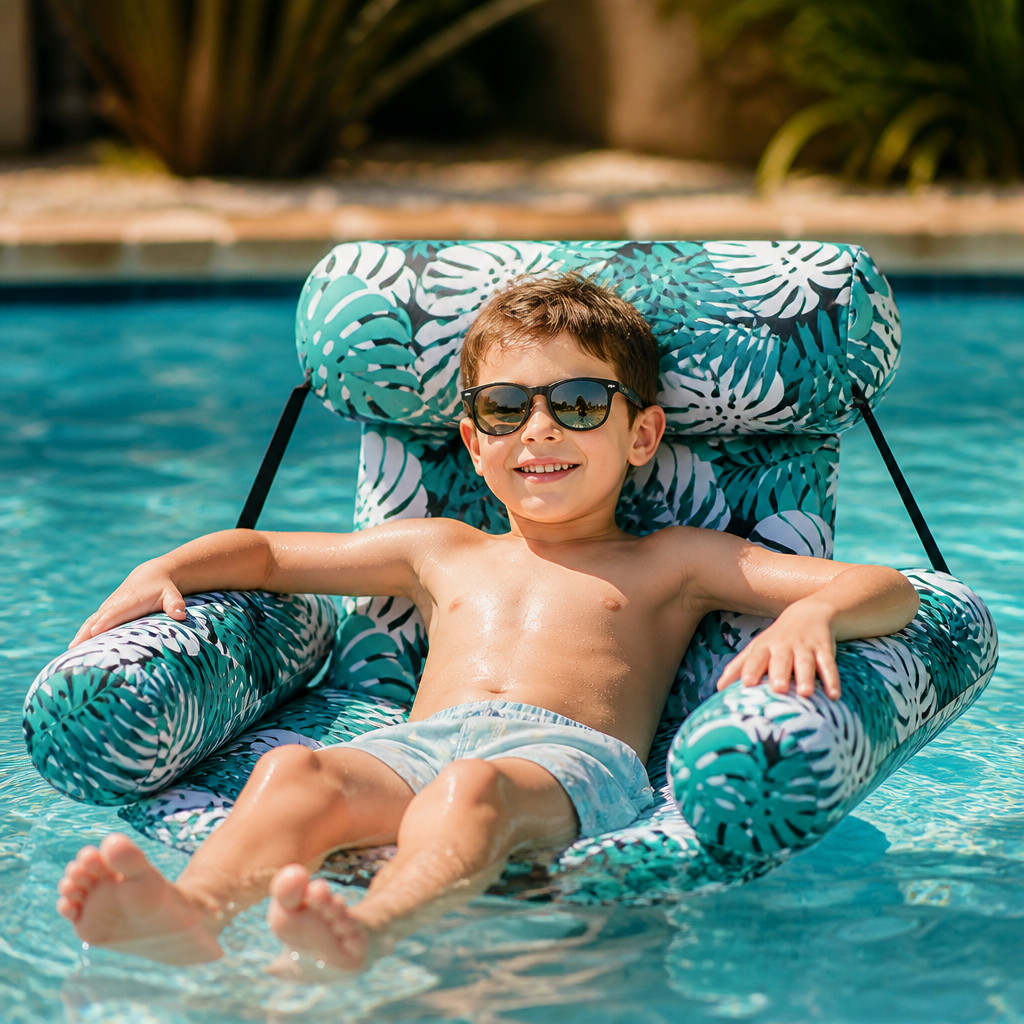 Hamac Gonflable de Piscine avec Dossier – Transat Aquatique Pliable