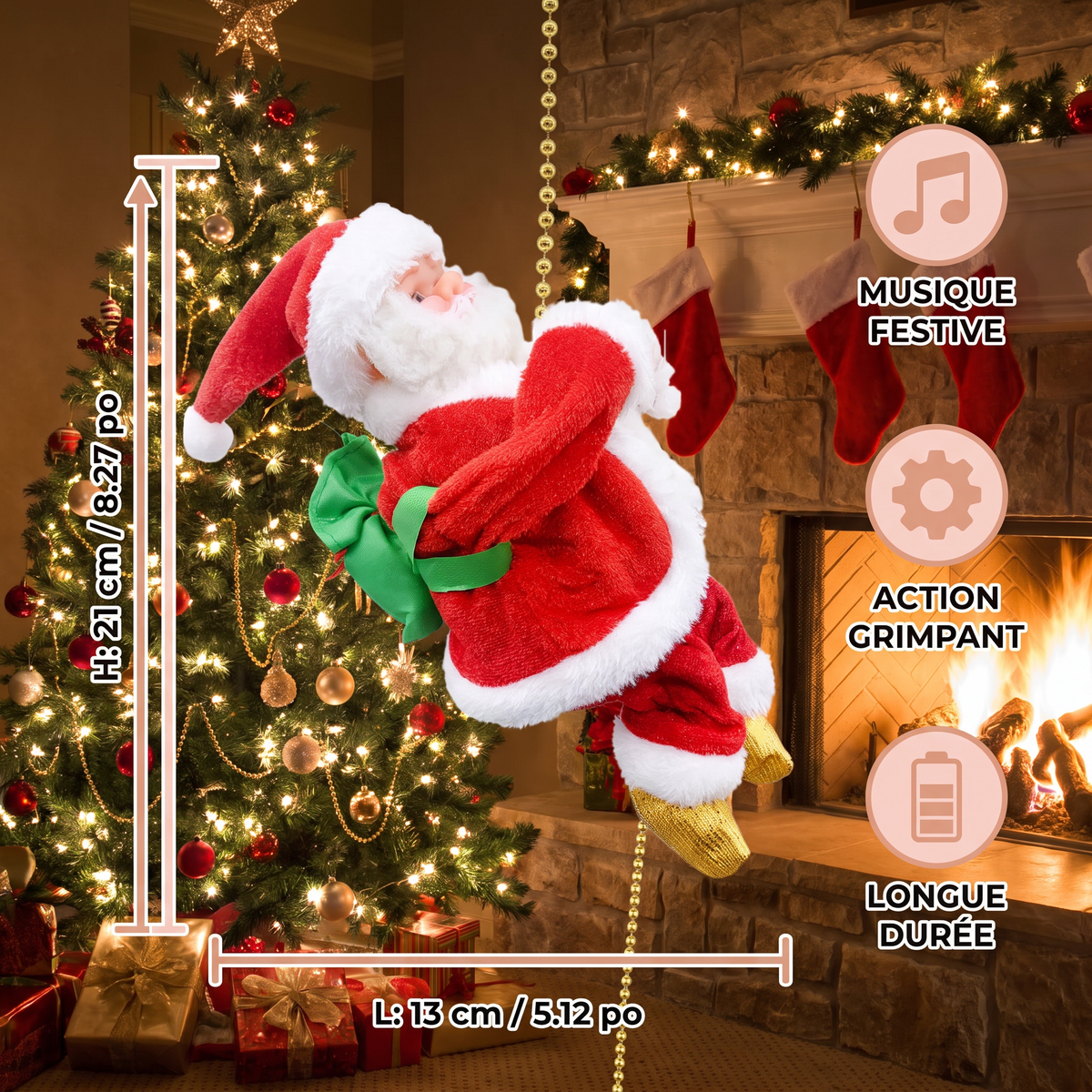 Jouet Père Noël Grimpant