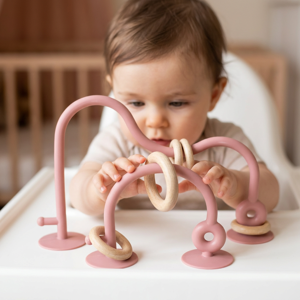 Jouet sensoriel en silicone pour bébé – jeu éducatif à ventouse pour table et chaise haute