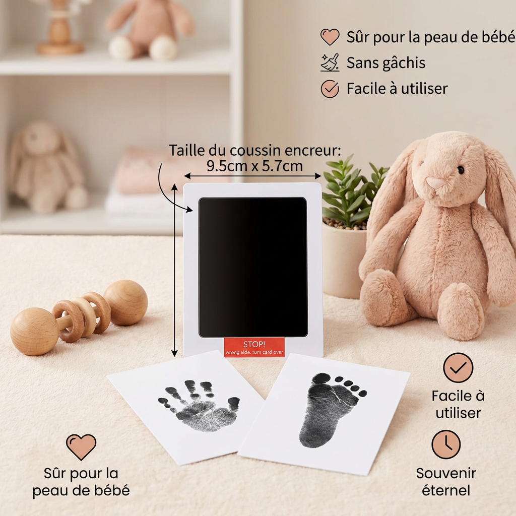 Kit d’empreintes de mains et de pieds pour bébé – Ensemble souvenir pour tout-petits