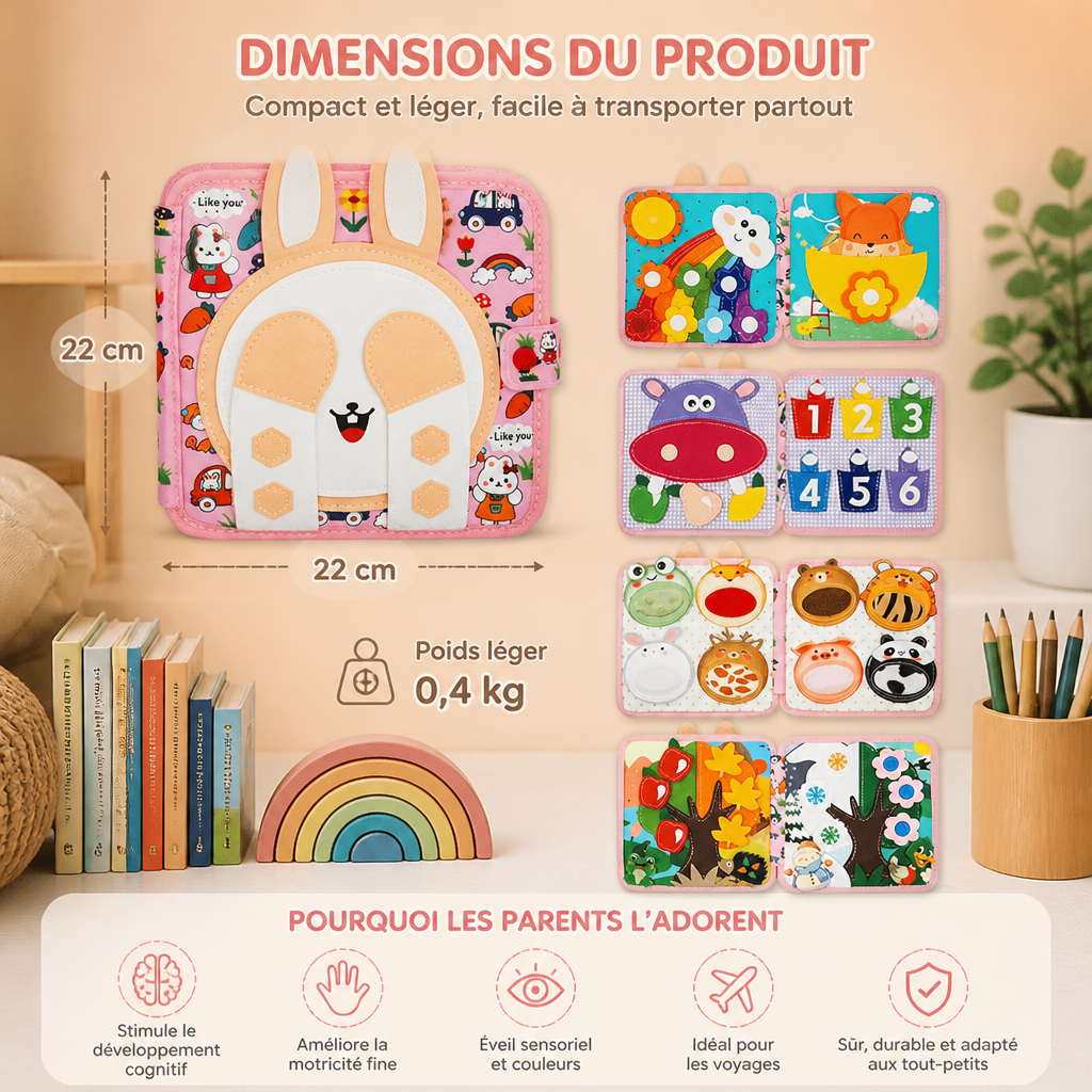 Livre Sensoriel Montessori à Toucher et à Découvrir pour Tout-Petits