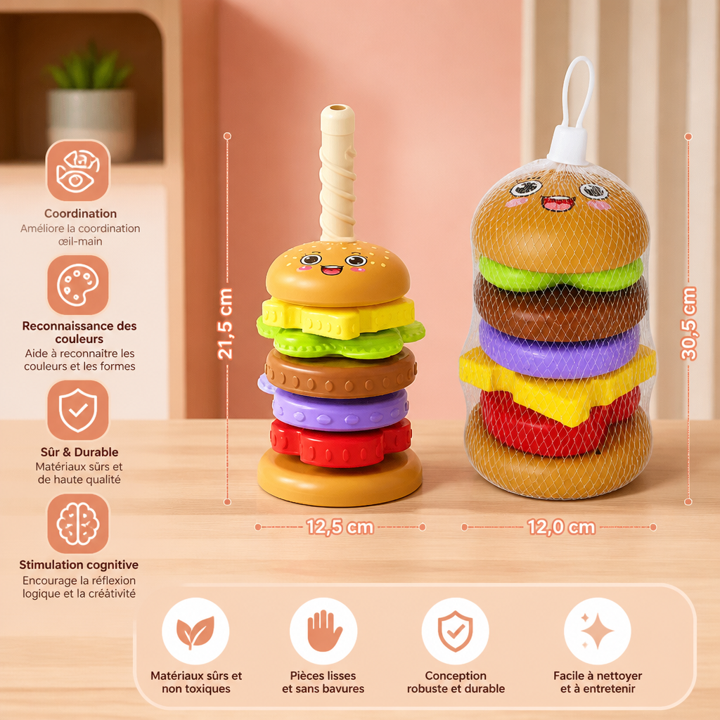 Jeu d’empilement de burgers rotatif interactif