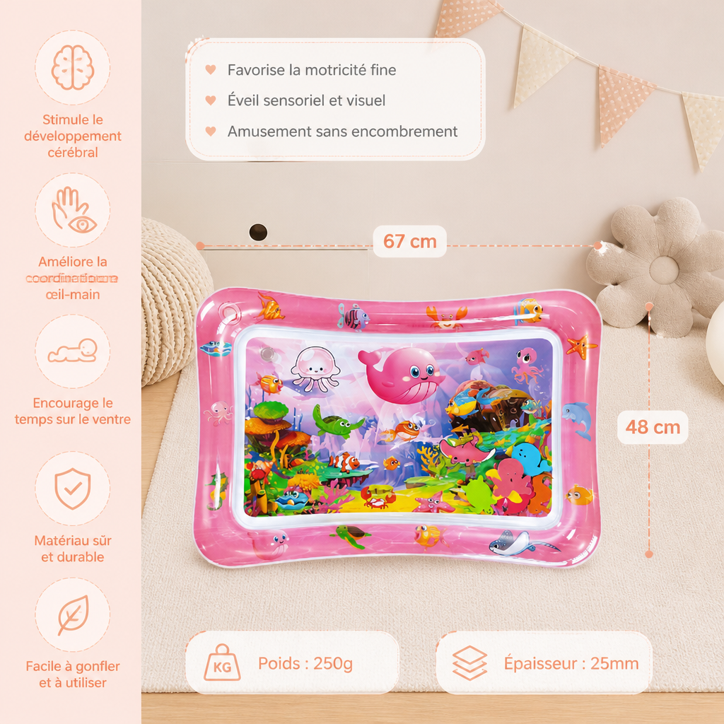 Tapis d’eau gonflable pour le temps sur le ventre