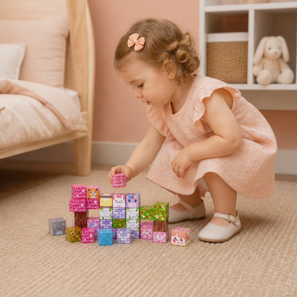 Set de 40 Blocs de Construction Magnétiques pour Enfants – Parfait pour S’amuser en Déplacement
