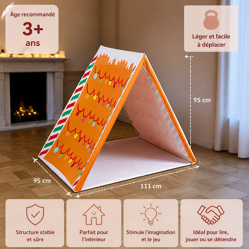Tente de jeu de Noël en forme de maison en pain d’épices pour enfants