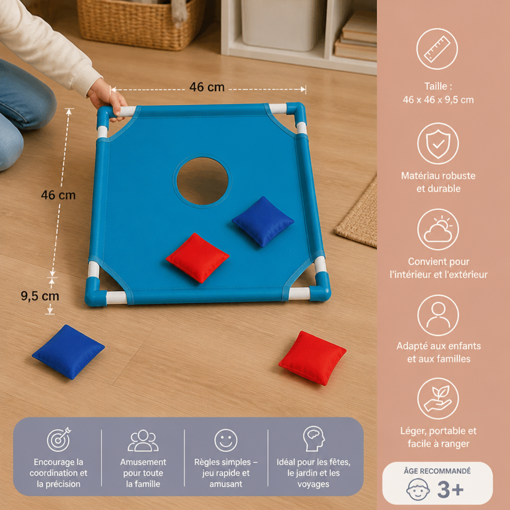 Jeu de lancer de sacs bicolore pour enfants – intérieur et extérieur