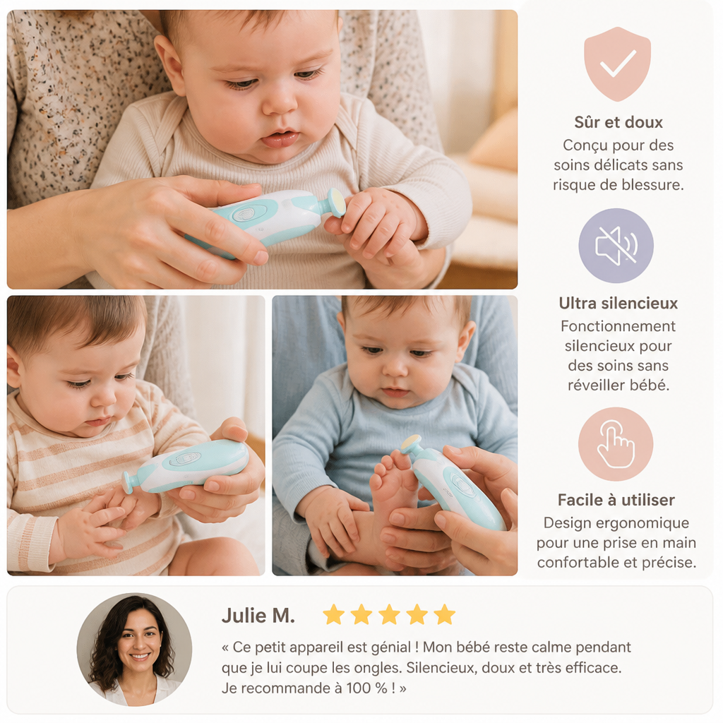 Lime à ongles électrique pour bébé – Kit de soin des ongles 6 en 1