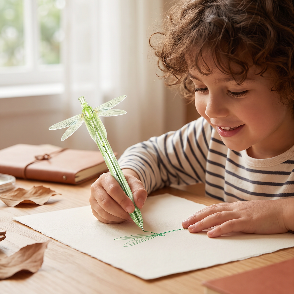 Stylo gel magique avec ailes de libellule
