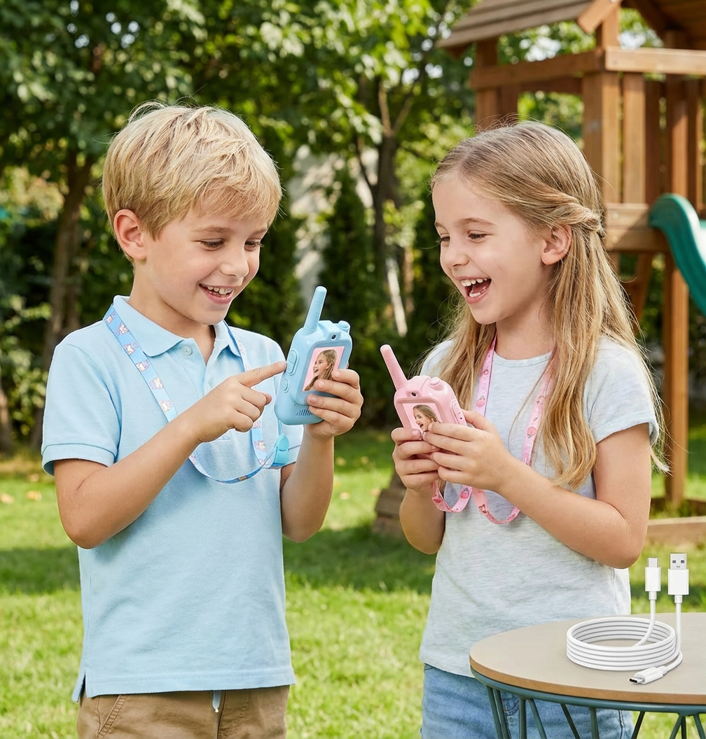 Set de Walkie-Talkies pour Enfants 2 unités – Radios avec Caméra et Écran