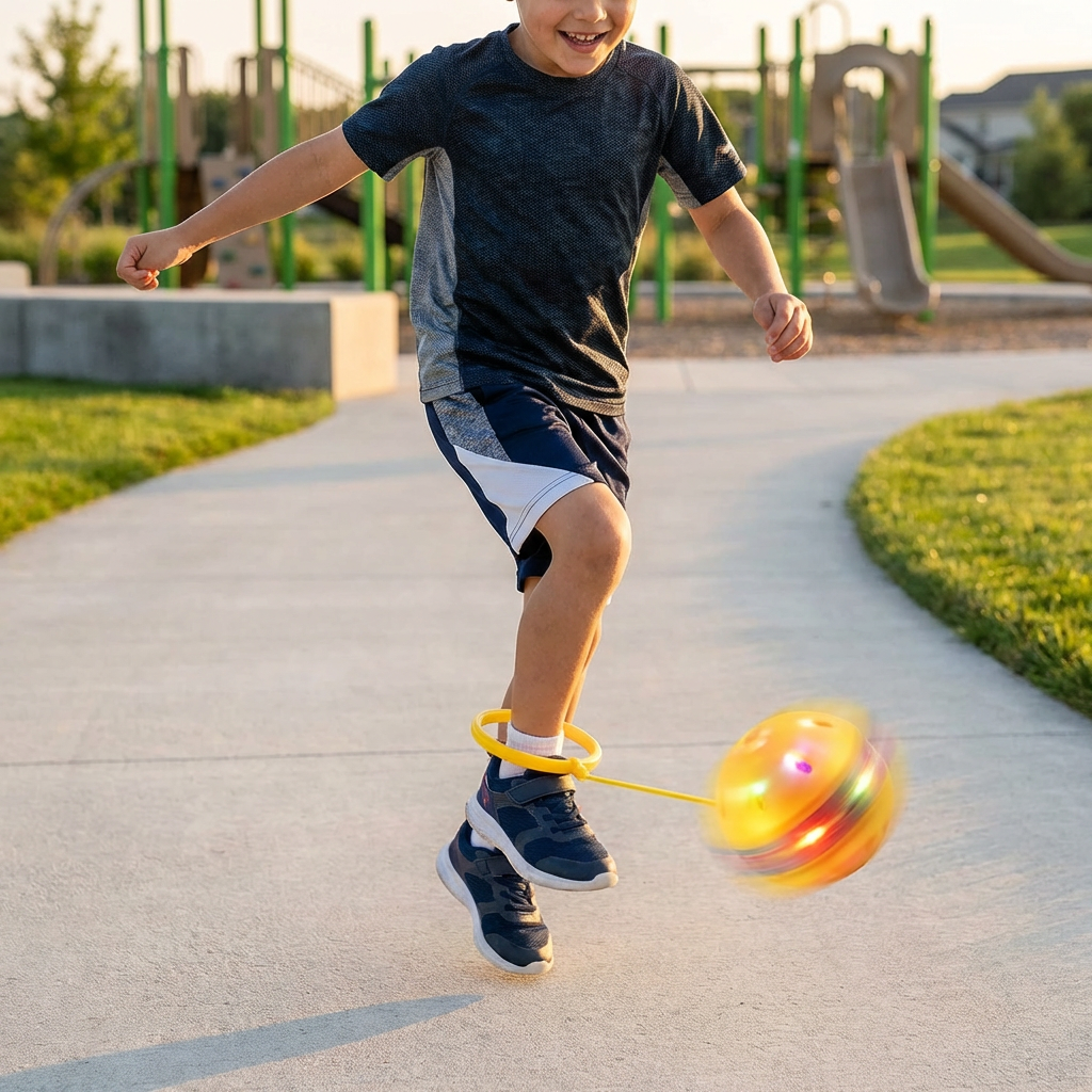 Balle Rebonds LED pour Cheville – Jouet Sautillant Interactif pour Enfants