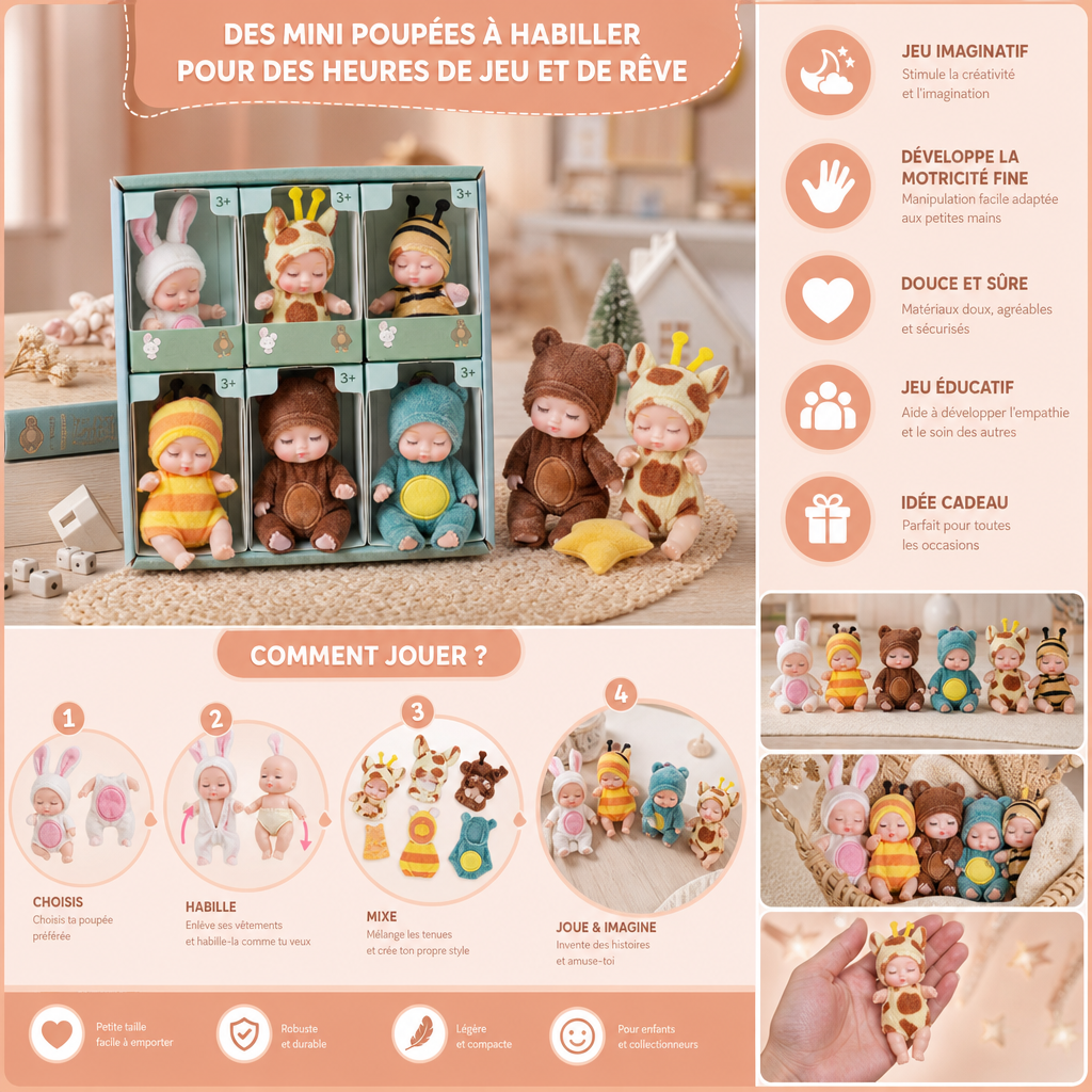 Coffret de mini poupées princesses des fées à habiller