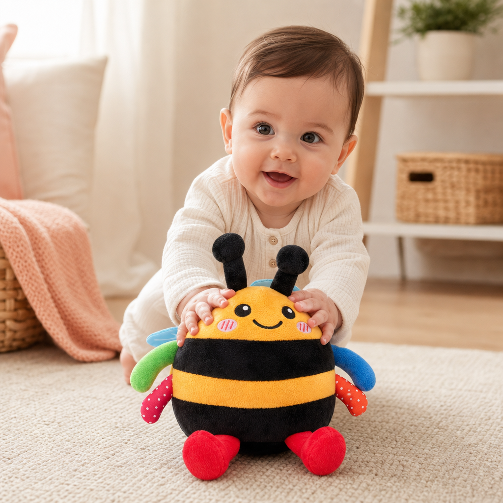 Peluche abeille musicale interactive pour jouer sur le ventre