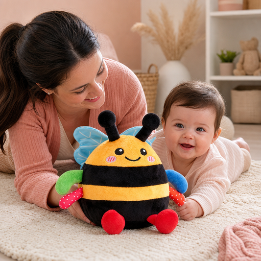 Peluche abeille musicale interactive pour jouer sur le ventre