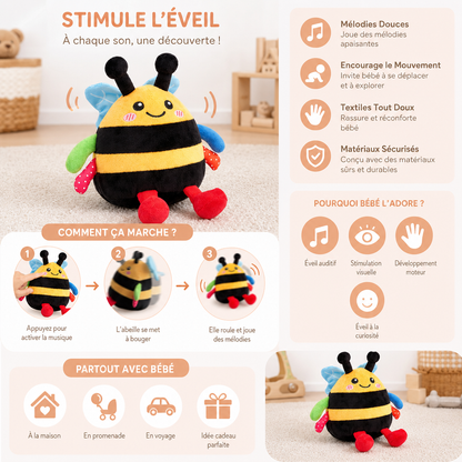 Peluche abeille musicale interactive pour jouer sur le ventre