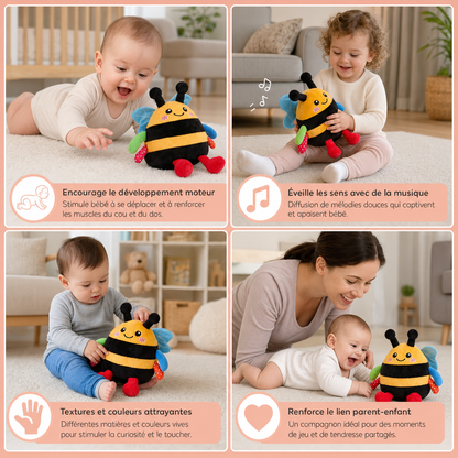Peluche abeille musicale interactive pour jouer sur le ventre