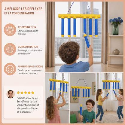 Jeu de réflexes avec bâtonnets tombants – Jouet de coordination œil-main