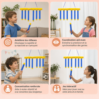 Jeu de réflexes avec bâtonnets tombants – Jouet de coordination œil-main