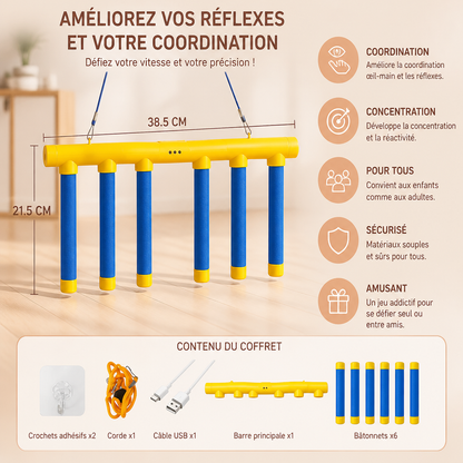 Jeu de réflexes avec bâtonnets tombants – Jouet de coordination œil-main