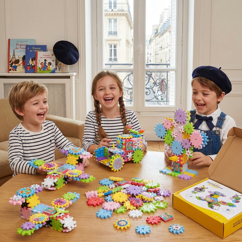 Jouet Montessori de construction à engrenages rotatifs