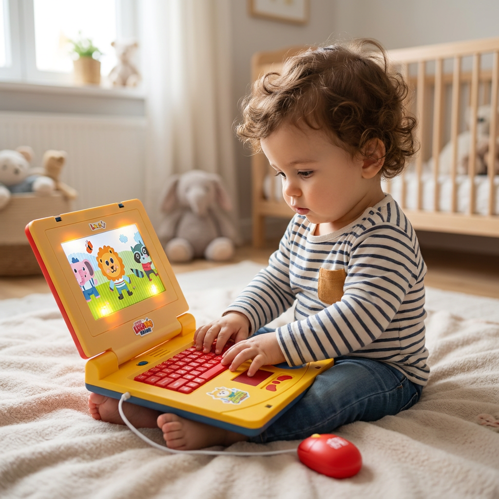 Ordinateur portable interactif pour enfants avec lumières, musique et écran défilant