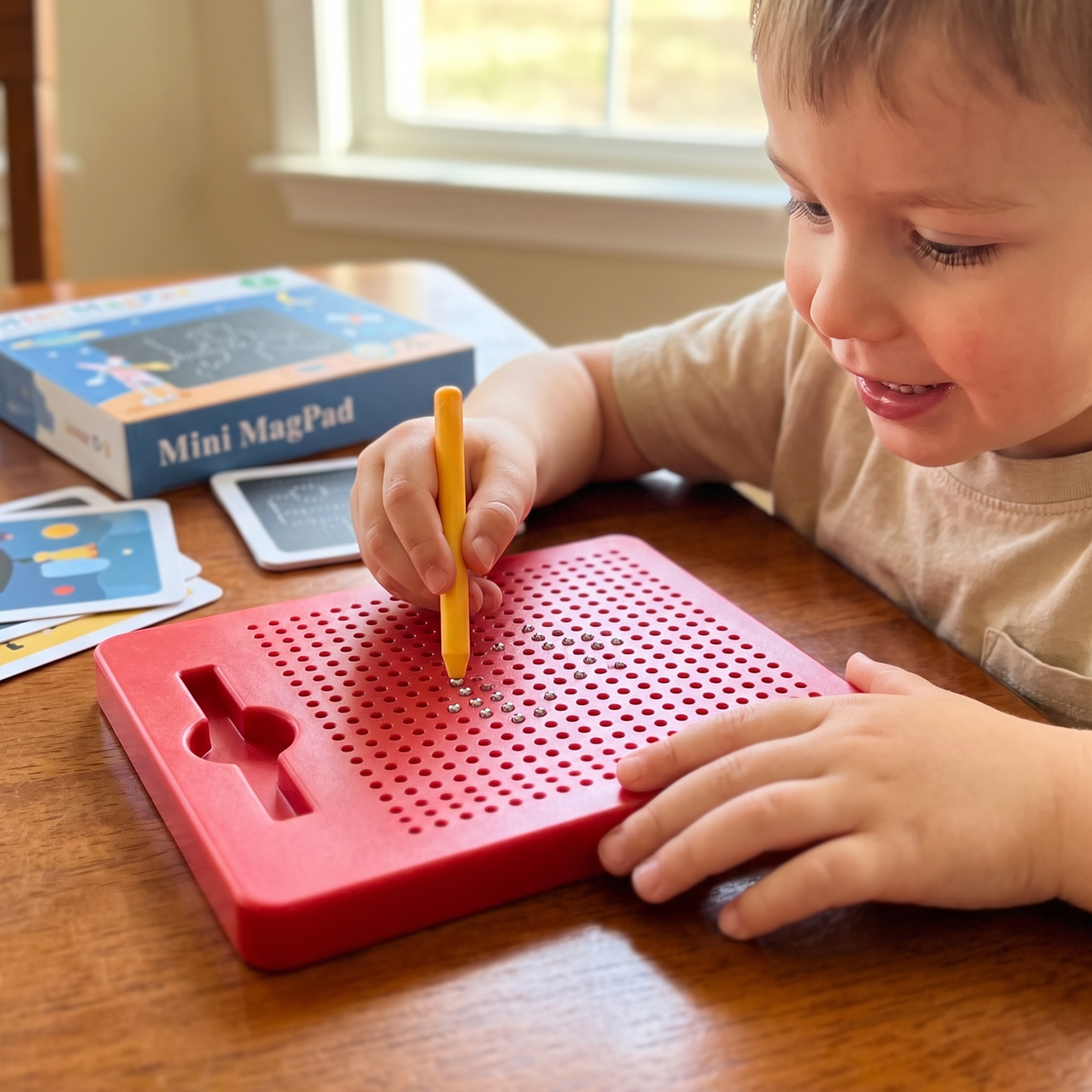 Tableau Magnétique 2-en-1 pour Écrire et Dessiner pour Enfants avec Formes Amovibles à Clipser