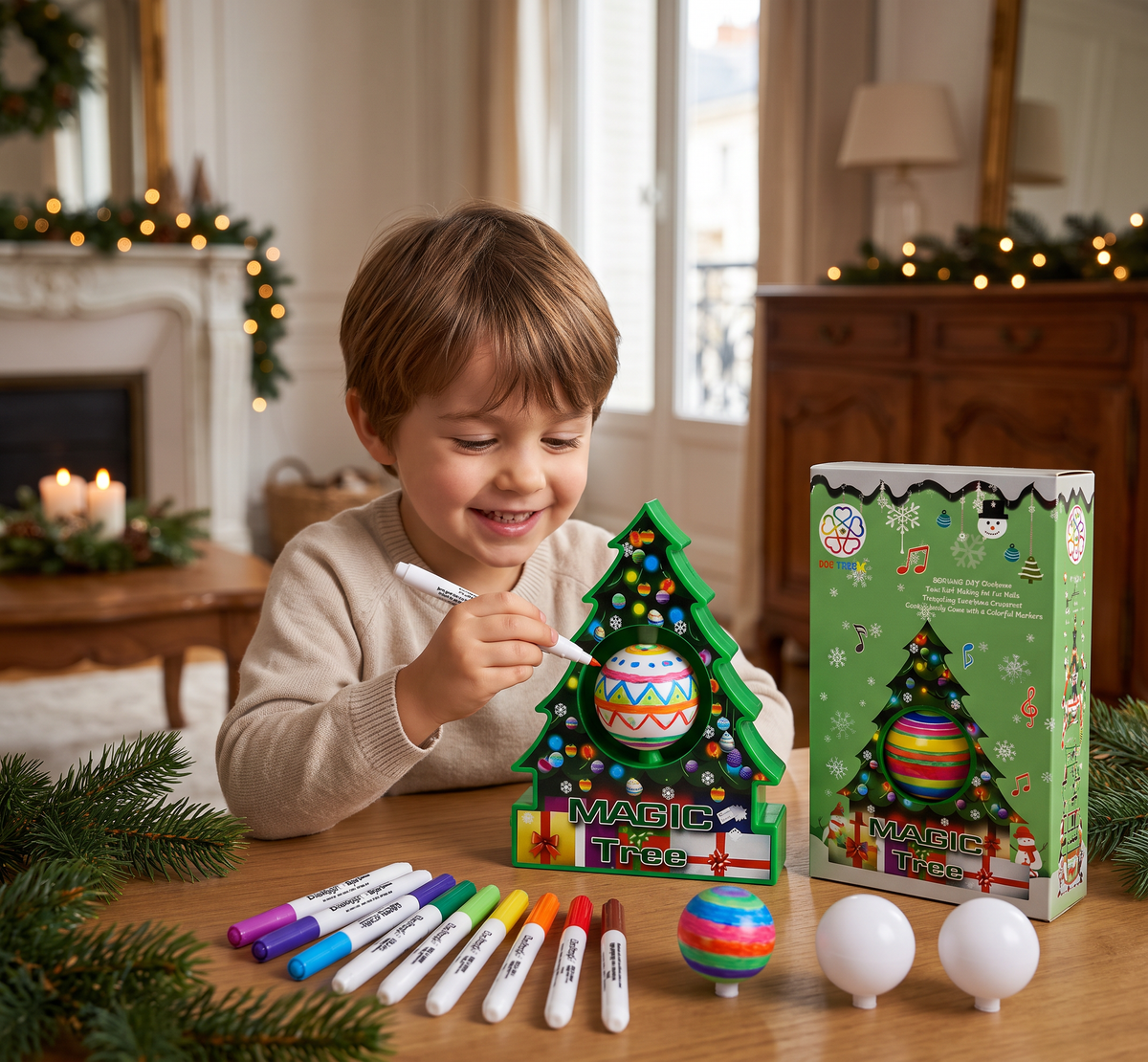 Kit Créatif de Noël DIY pour Peindre des Décorations Tournantes