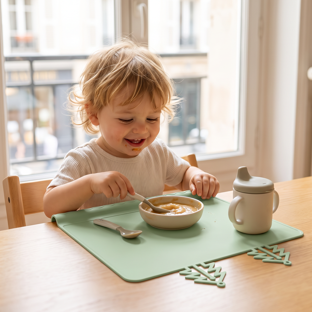Tapis de Table en Silicone BabySafe Pratique et Hygiénique pour Bébé avec Bord Surélevé