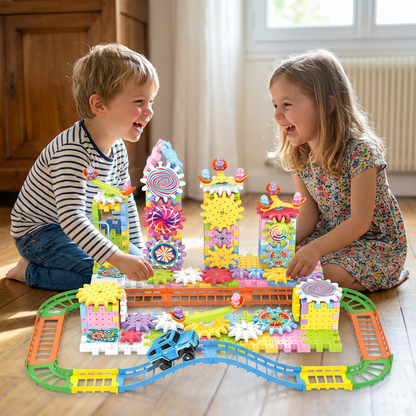Jouet Montessori de construction à engrenages rotatifs