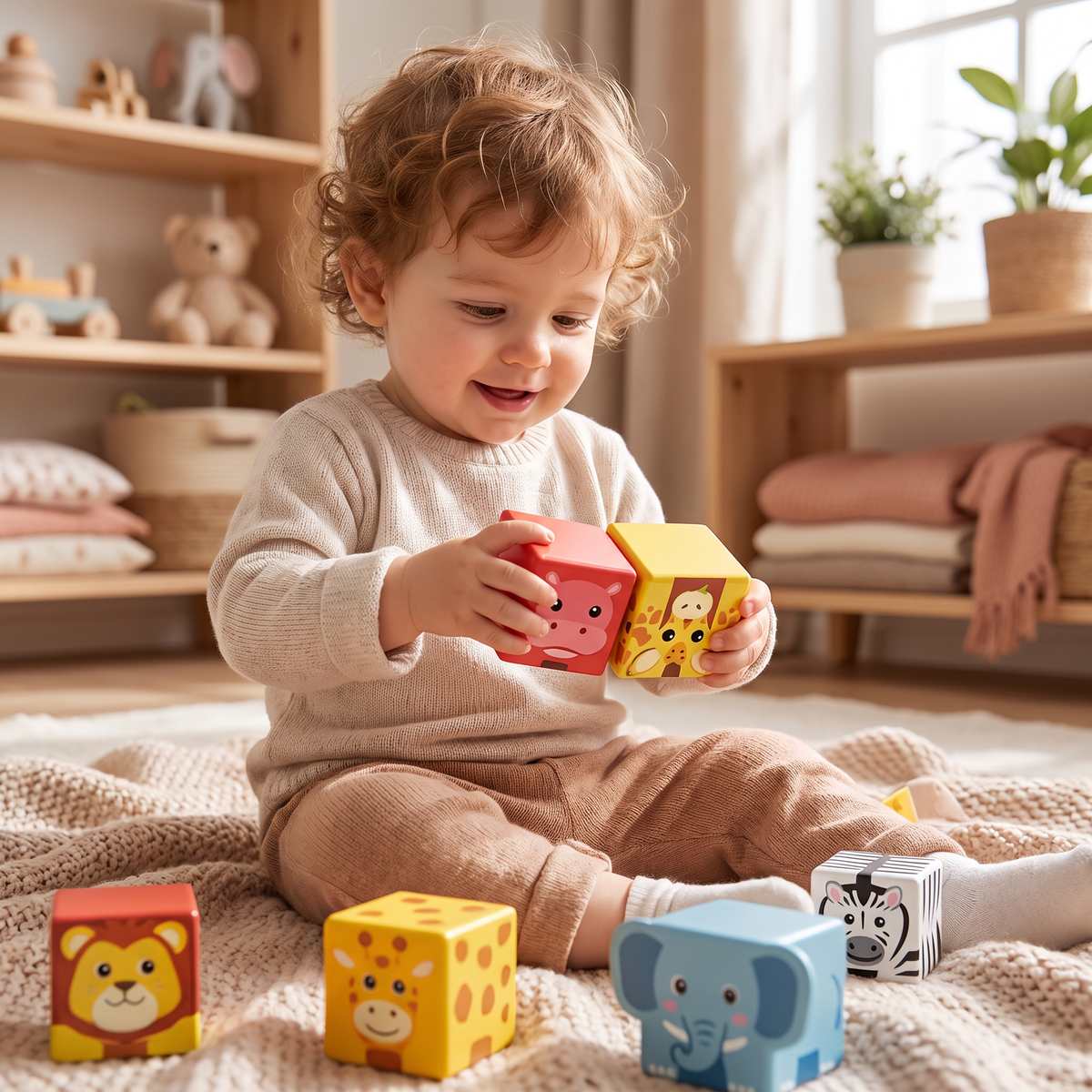 Blocs de construction magnétiques avec animaux de safari de 4,2 cm adaptés aux tout-petits – blocs d’apprentissage STEM