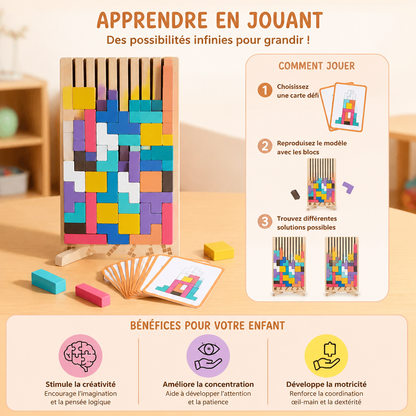 Jeu Montessori de Blocs et de Formes en Bois