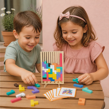 Jeu Montessori de Blocs et de Formes en Bois