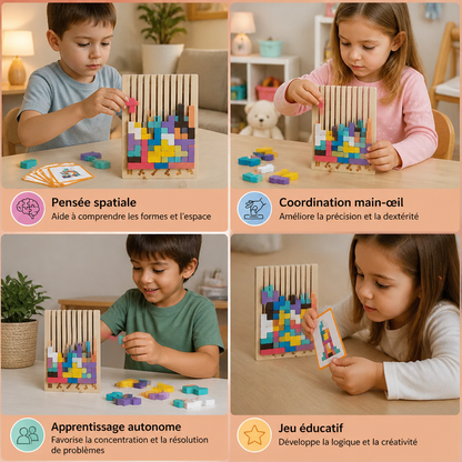 Jeu Montessori de Blocs et de Formes en Bois