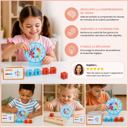Jouet éducatif Montessori pour apprendre l’heure et le temps