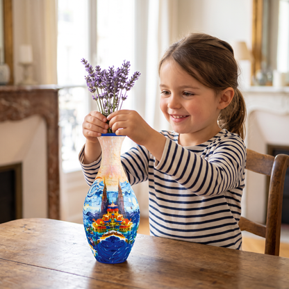 Puzzle 3D DIY en Forme de Vase à Fleurs