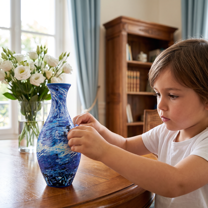 Puzzle 3D DIY en Forme de Vase à Fleurs