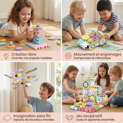 Jouet Montessori de construction à engrenages rotatifs