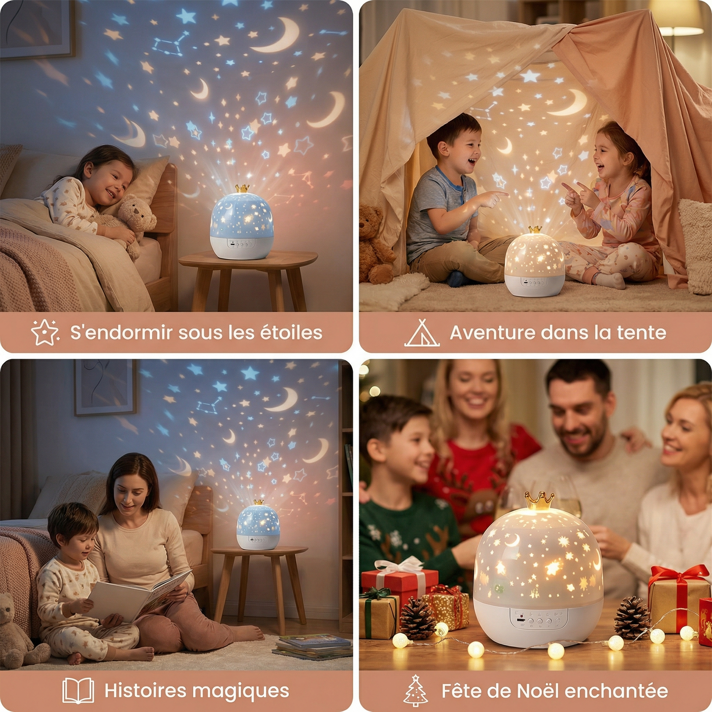 Veilleuse et projecteur 2-en-1 pour enfants
