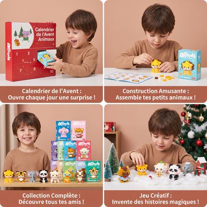 Joli calendrier de l’Avent avec des petits animaux à construire pour enfants