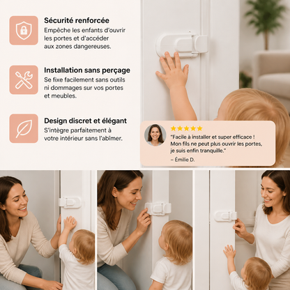 Verrou de Sécurité pour Porte Sans Perçage pour Enfants