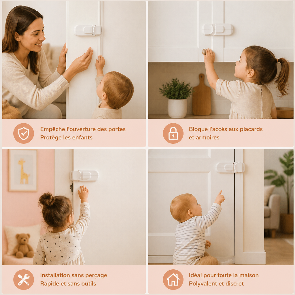 Verrou de Sécurité pour Porte Sans Perçage pour Enfants