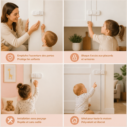 Verrou de Sécurité pour Porte Sans Perçage pour Enfants