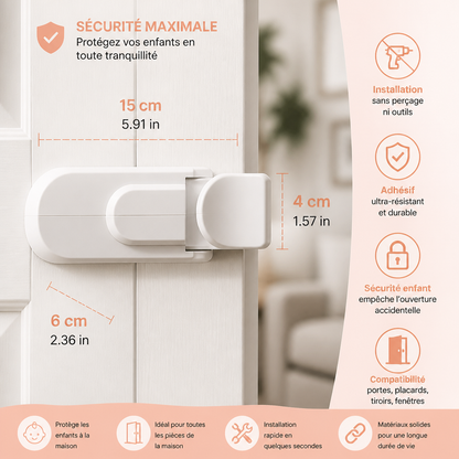 Verrou de Sécurité pour Porte Sans Perçage pour Enfants