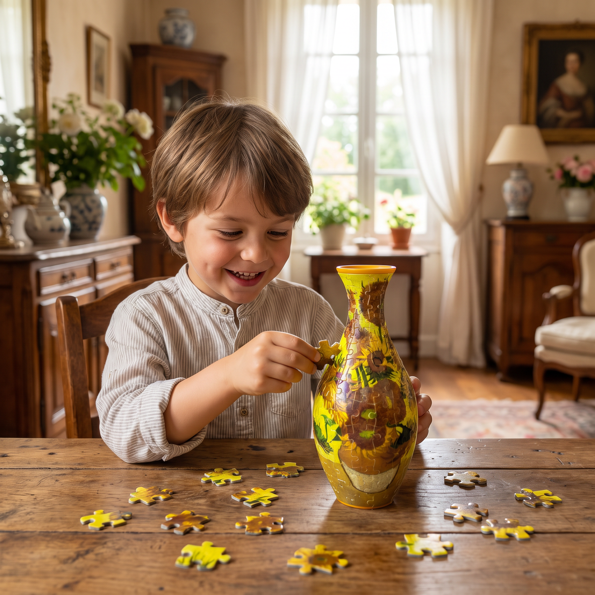 Puzzle 3D DIY en Forme de Vase à Fleurs