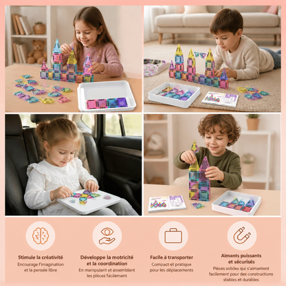 Pièces magnétiques compactes – Set Montessori de voyage de 40 pièces