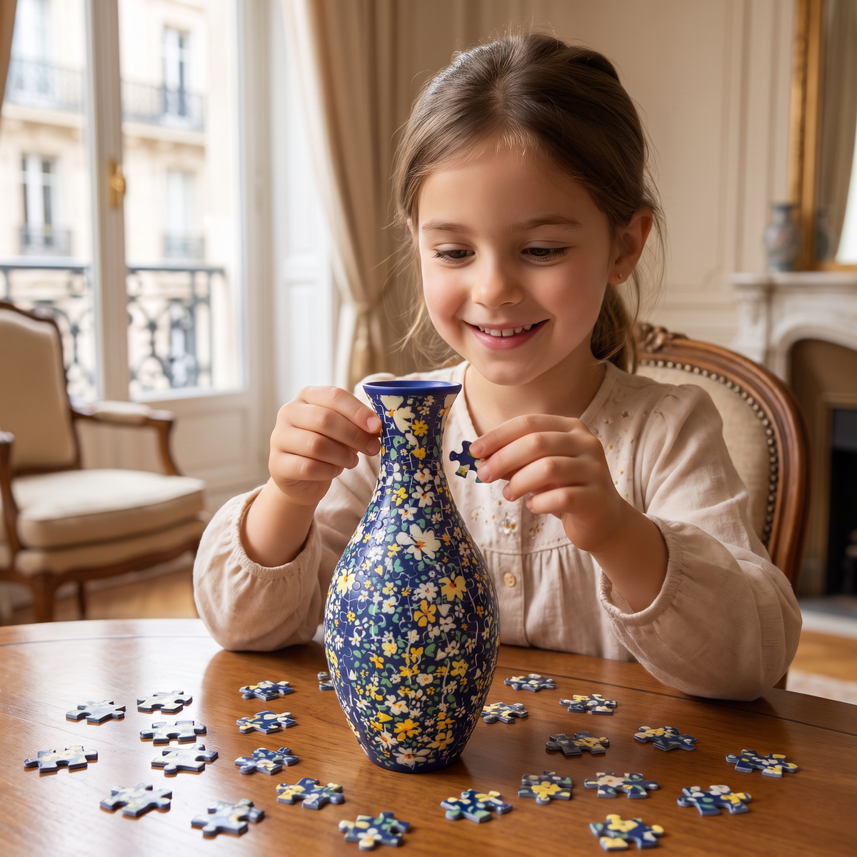 Puzzle 3D DIY en Forme de Vase à Fleurs