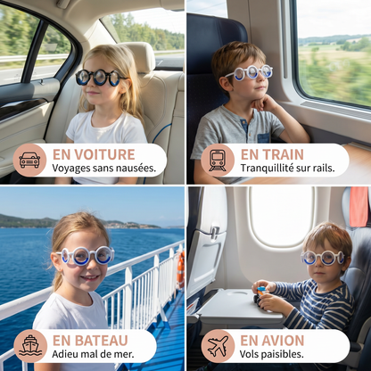 Lunettes Anti-Mal des Transports pour Enfants – Soulagement Ultra-Léger contre les Nausées en Voyage