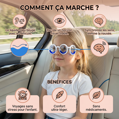 Lunettes Anti-Mal des Transports pour Enfants – Soulagement Ultra-Léger contre les Nausées en Voyage