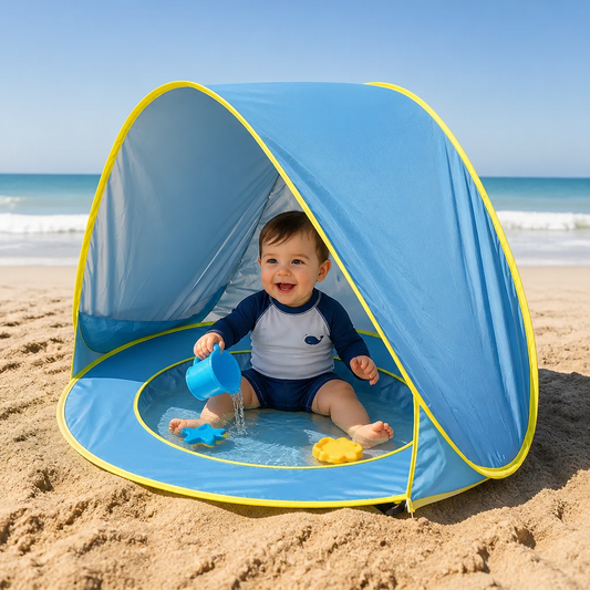 Pop-Up Baby Beach Tent avec Piscine Intégrée et Protection UV – Parasol Portable pour Enfants