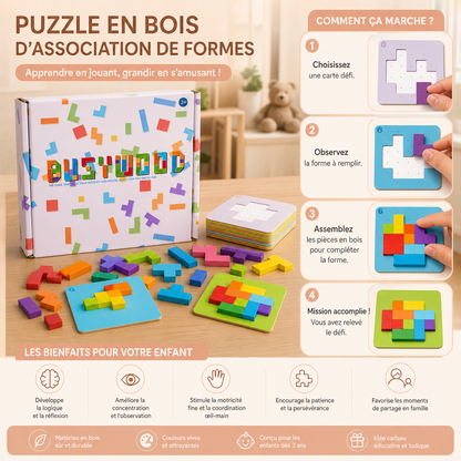 Jeu Familial : Puzzle En Bois D’Association De Formes